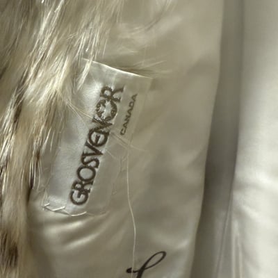 Long white fur coat with branding labels - Image 2 of 5