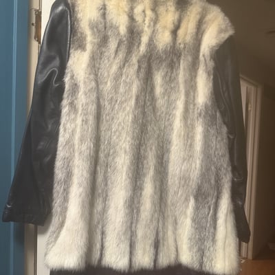 Fur-trimmed leather coat - Image 5 of 6
