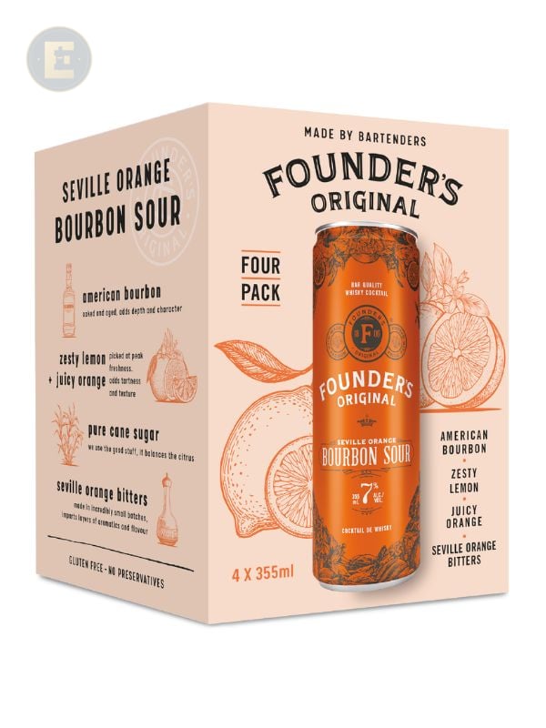 Founder's Original Bourbon Sour 4 Pk 4 X 355 Ml