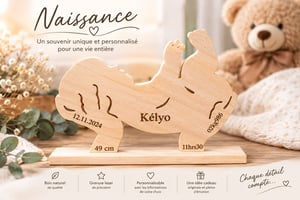 Décoration de naissance personnalisée – Prénom et détails de bébé
