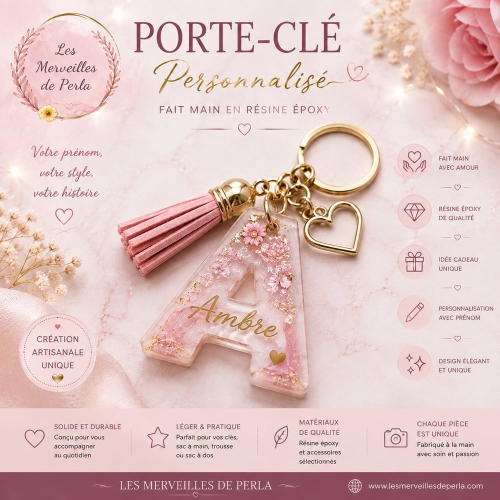 Porte-clé personnalisé en résine époxy – Création sur demande