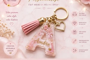 Porte-clé personnalisé en résine époxy – Création sur demande