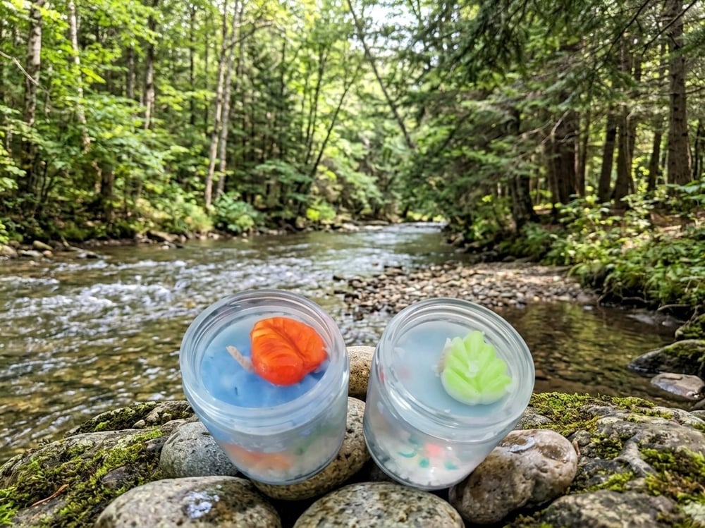 Bougie entre rivière et foret