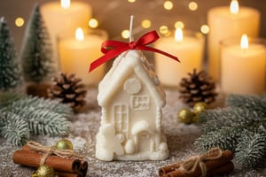 Petite maison de Noël en bougie bio parfum au choix