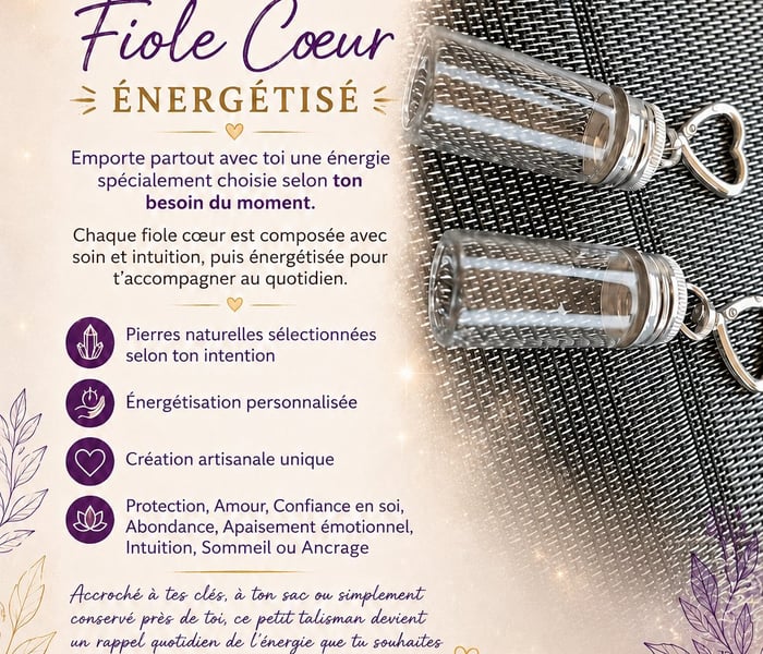 Porte-clé Fiole et cœur Énergétisé