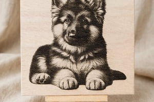 Portrait de votre animal de compagnie  Gravé sur Bois 20x20