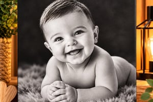 Portrait Bébé – Gravure Photo Personnalisée sur Toile. 20x20