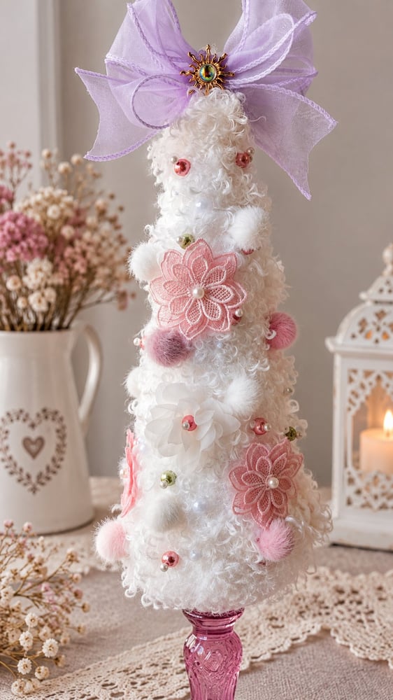 Sapin fleur des neiges sur bougeoir