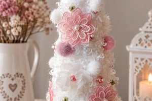 Sapin fleur des neiges sur bougeoir