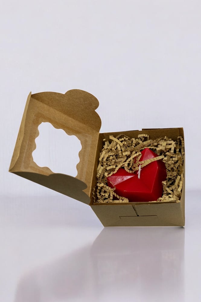 Bougie coeur rouge BIO parfumé dans sa boite