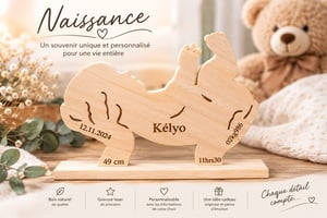 Pièce Chantournée Bébé Personnalisée - Prénom Date Poids
