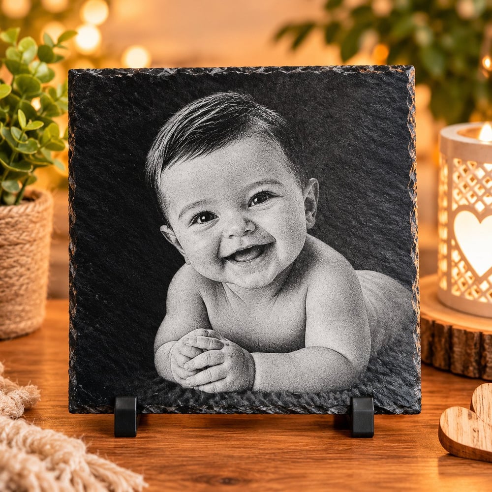 Portrait Bébé – Gravure Photo Personnalisée . 20x20