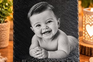 Portrait Bébé – Gravure Photo Personnalisée . 20x20