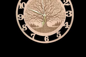 horloge arbre de vie gravé et chantourné