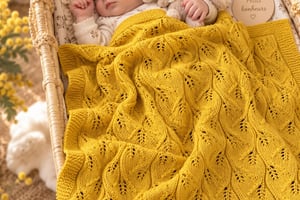 Plaid fait main en coton — Motif Feuilles