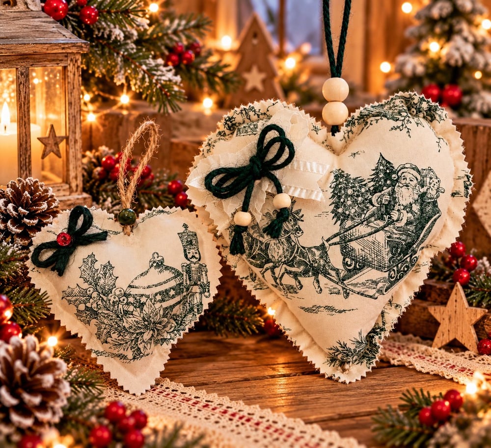 Lot de 2 Cœurs de Noël