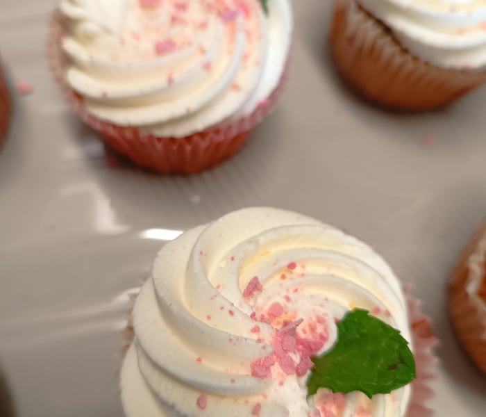 Cupcakes Fraise - menthe x6