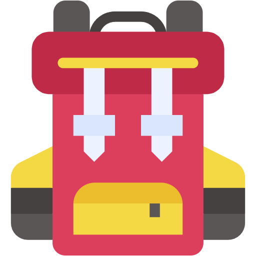 Free Backpack icon Flat style - Hobbies and Freetime pack