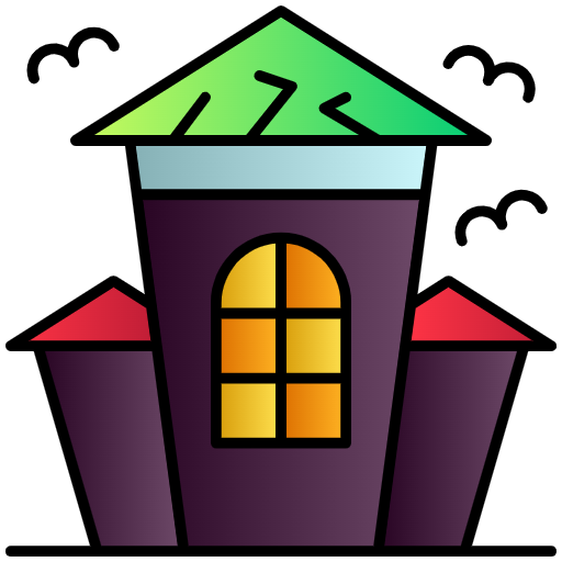 Free Haunted House icon lineal-color style