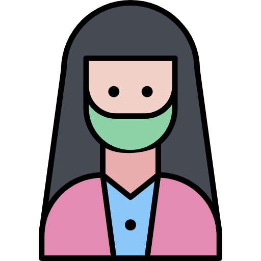 Free Girl With Mask icon lineal-color style