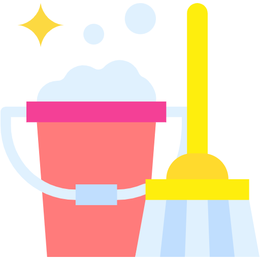 Free Cleaning Bucket And Mop icon flat style