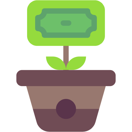 Free Dollar Growth In Plant icon Flat style