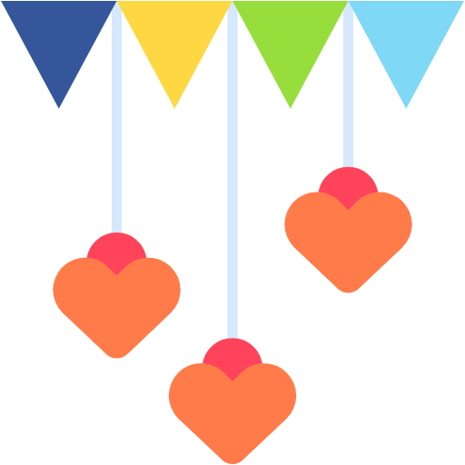 Free Heart Confetti icon Flat style