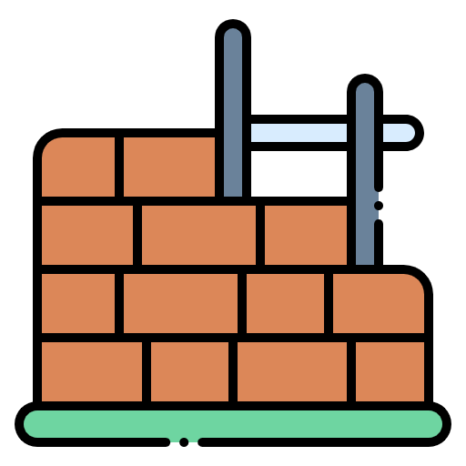 Free Brick Wall icon Lineal Color style