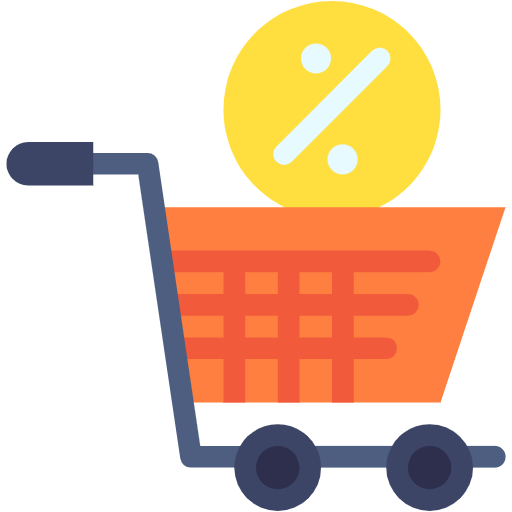 Free Discount On Cart icon Flat style