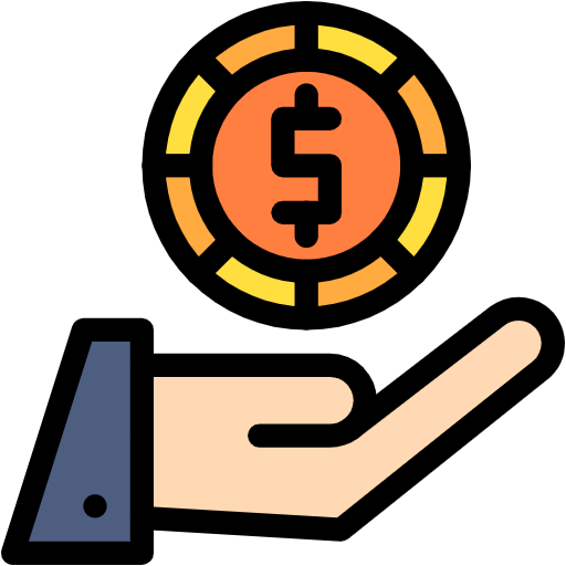 Free Dollar Sign In Hand icon Lineal Color style