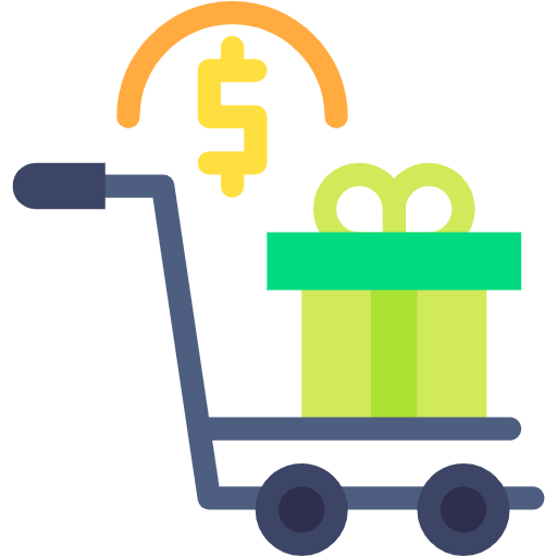 Free Gift Trolley icon Flat style