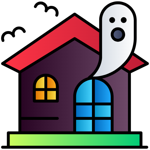 Free Scary Ghost in House icon lineal-color style