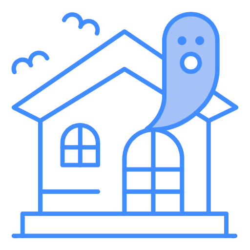 Free Scary Ghost in House icon two-color style