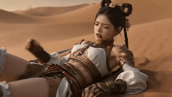 【AI短剧】《大漠遗孤》EP1-2 高颜值女将在沙漠中与多名士兵激烈缠绵,多人体 配图7