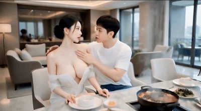 【AI自制小短剧】《NTR寝取:善良的嫂子》第3集从餐桌激战到浴室激情，夫前目犯 配图5