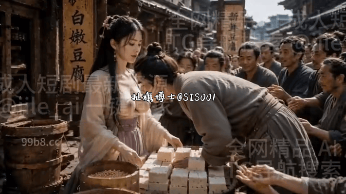 【AI短剧】《潘淫莲豆腐坊》EP13-5上下集，买豆腐送吃潘金莲的大白奶，挺傲双 配图10