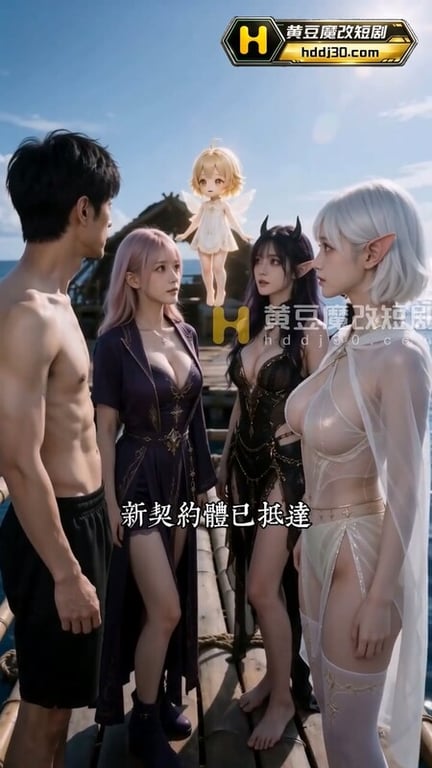 AI短剧《木筏求生靠钓鱼组建后宫》EP1-5 原版 配图25