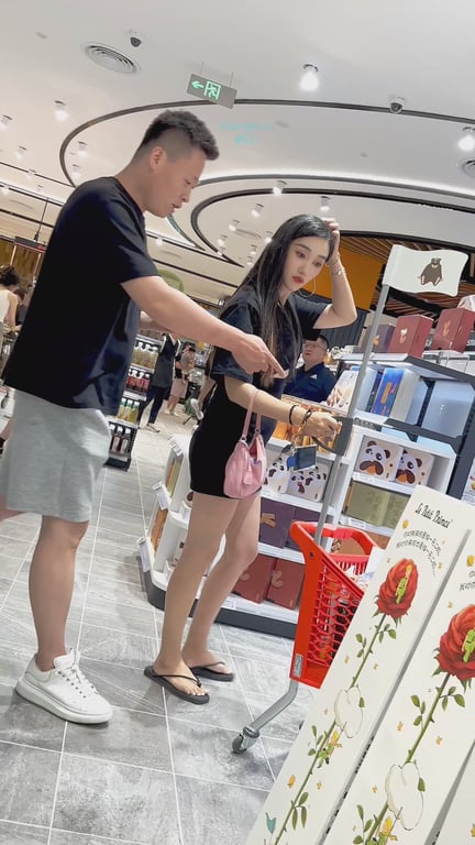 八月最新【KFC】极品高颜值骚妻开胸短裙街头真空诱惑·一次性内裤穿成骚丁字·侧面 配图5