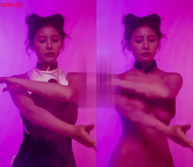 【AI脱衣】一栗小莎子-网红脱衣---蓝衣战神，巨乳少妇氺 配图5