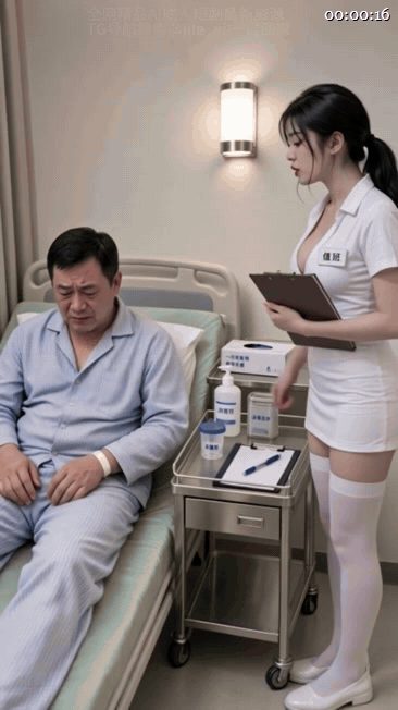 【AI短剧】《取精小护士》EP1-4集，深夜小护士性欲上瘾物理降温，乳交女上位伺 配图2