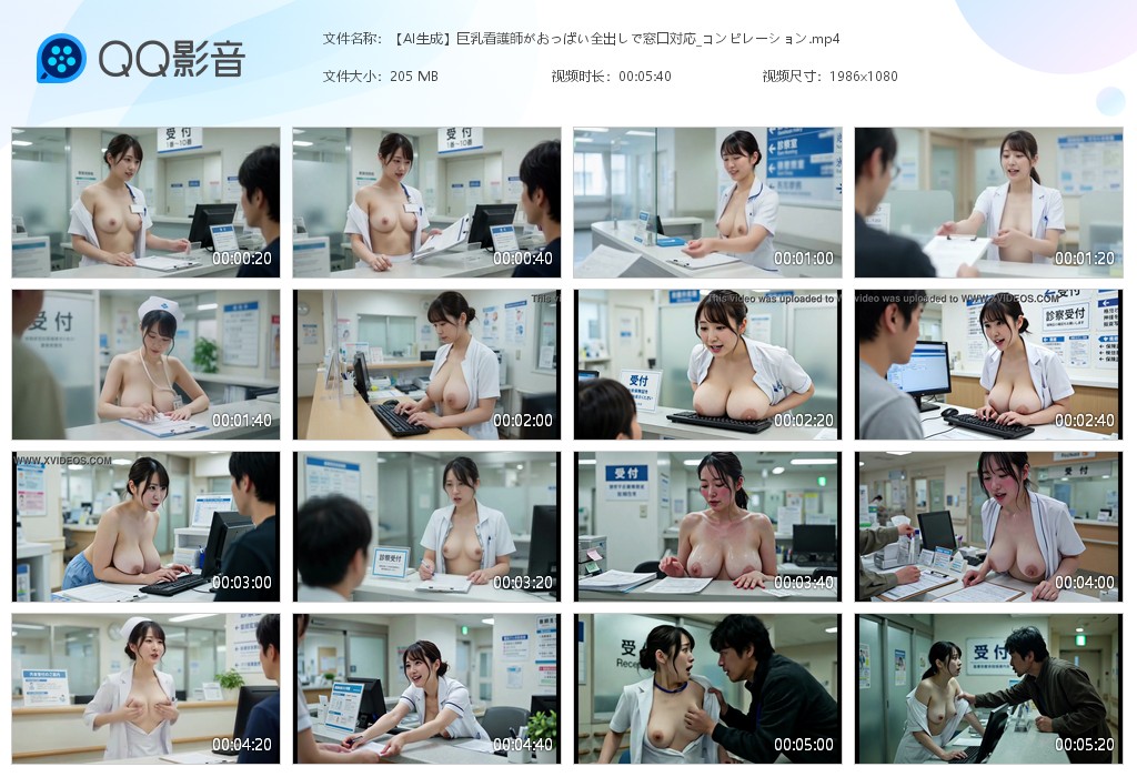 【AI短剧】《巨乳看護師がおっぱい全出しで窓口対応》巨乳护士全裸胸部窗口处接待患 配图6