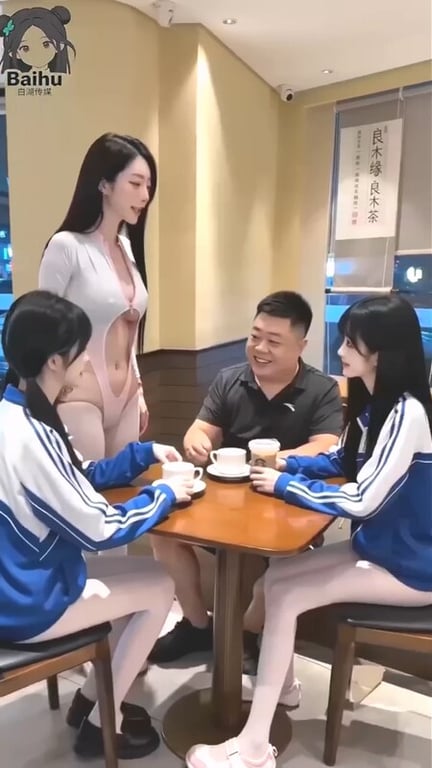 【AI短剧】『高考庆祝』第1集 颜值姐妹花高考完搭讪路人大叔在奶茶店打炮庆祝！ 配图11