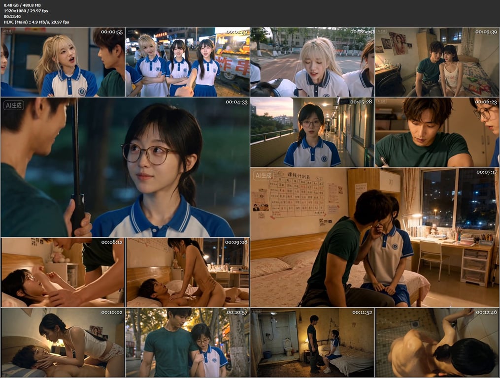 【AI短剧】《高三爱情故事》EP1-9+番外篇合集，校园里的青涩做爱啪啪啪，原档 配图14