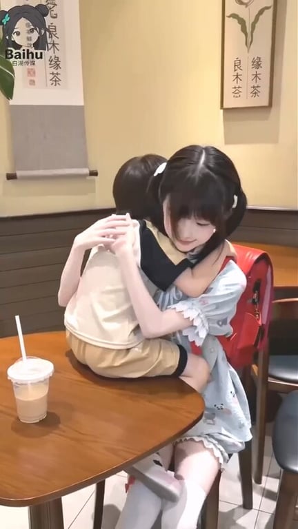 【AI短剧】『高考庆祝』第1集 颜值姐妹花高考完搭讪路人大叔在奶茶店打炮庆祝！ 配图10