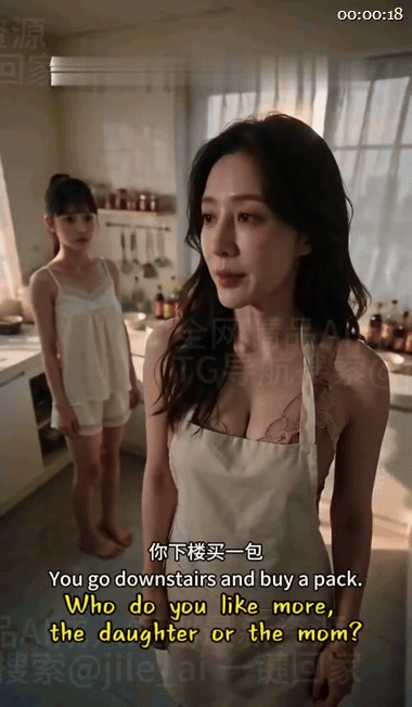 【AI短剧】《母女日常》EP0-1，叔叔来了支开女儿让她去晾衣服，母亲带叔叔去储 配图2