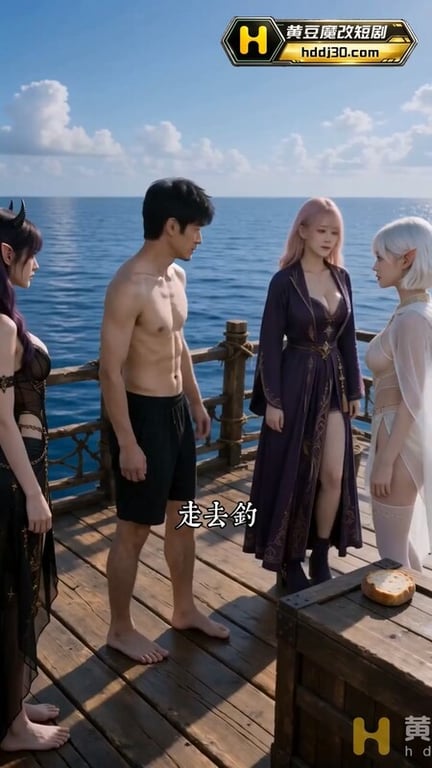 AI短剧《木筏求生靠钓鱼组建后宫》EP1-6 原版无第三方水印 配图9