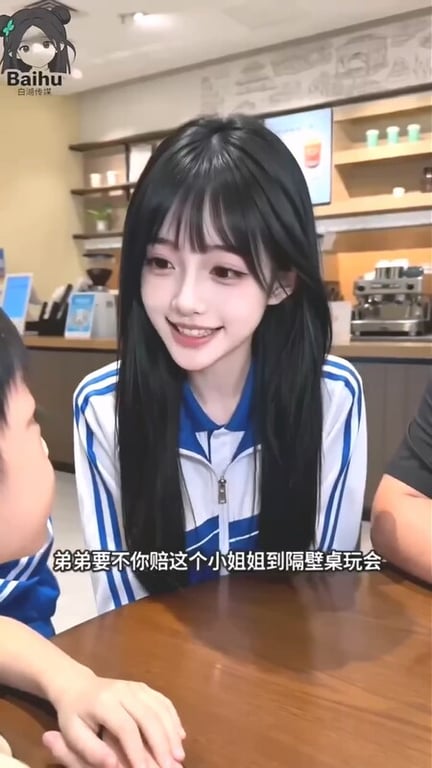 【AI短剧】『高考庆祝』第1集 颜值姐妹花高考完搭讪路人大叔在奶茶店打炮庆祝！ 配图9