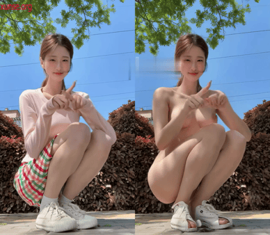 【AI脱衣】网红美女脱衣系列叶小喵啦青春活力氺 配图3