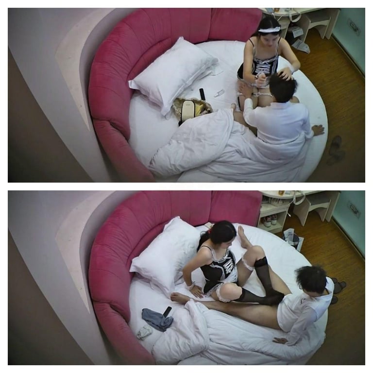 1-1 酒店圆床激情新流出！童颜巨乳萝莉脸妹子换上性感女仆装被男友疯狂玩弄高清偷 配图10