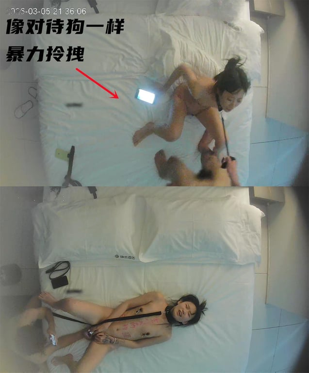 酒店偷拍大尺度流出！御姐被男友SM狠调教拴狗链暴力拖拽锁喉窒息猛操，满嘴骚话高潮 配图13